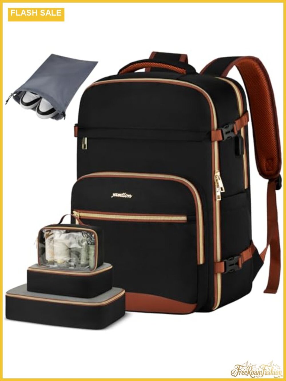 Large Travel Backpack for Women with 4 Packing Cubes, TSA Approved Carry On